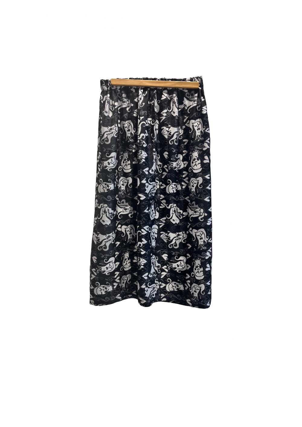 Laura Urbinati FULL SKIRT SILK TWILL FACCE MO PRINT