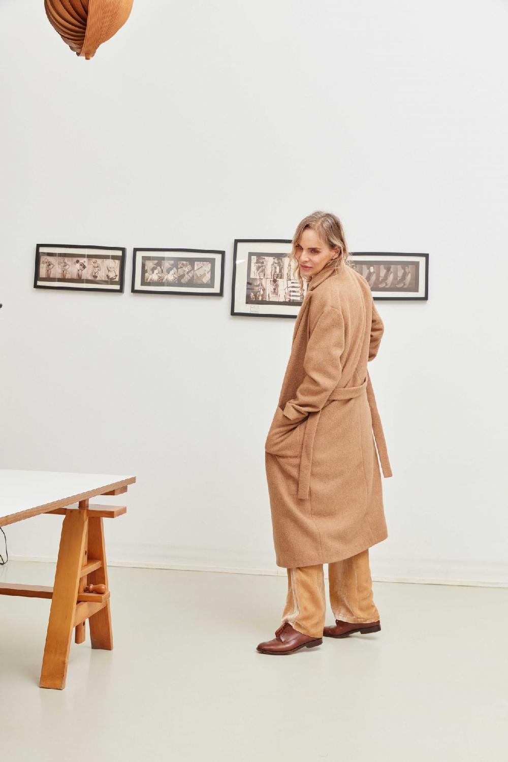 laura urbinati LONG ROBE COAT BABY ALPACA MUFFLONE