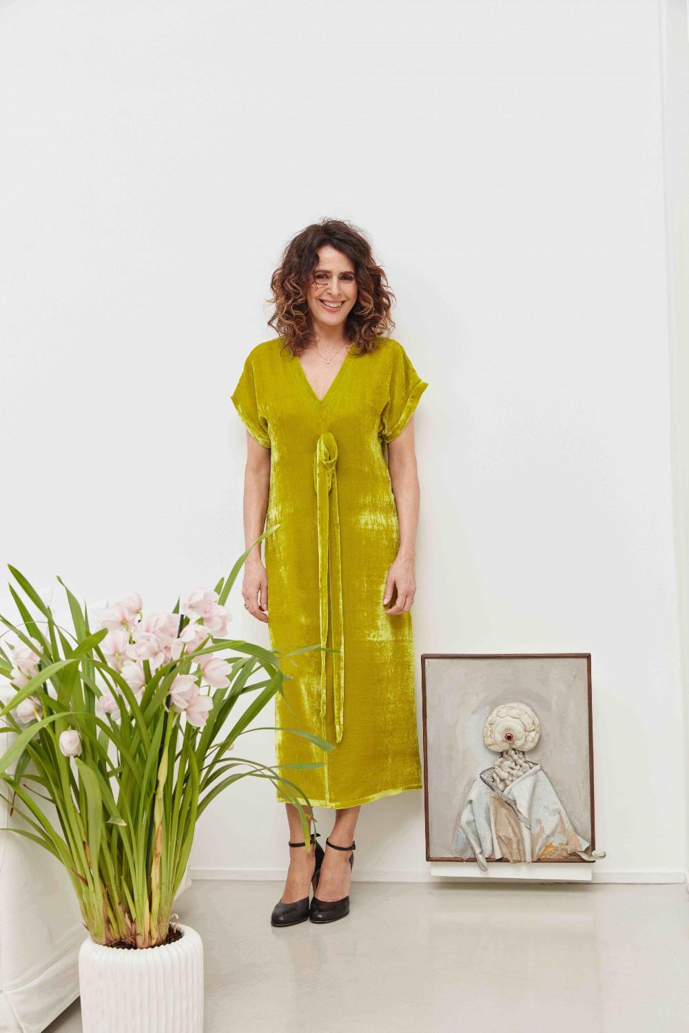 Laura Urbinati LONGUETTE BELTED DRESS SILK VELVET