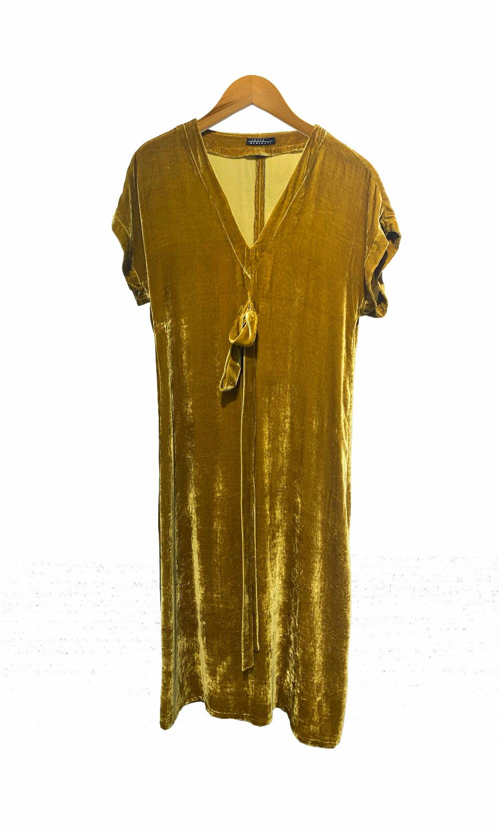 laura urbinati LONGUETTE BELTED DRESS SILK VELVET