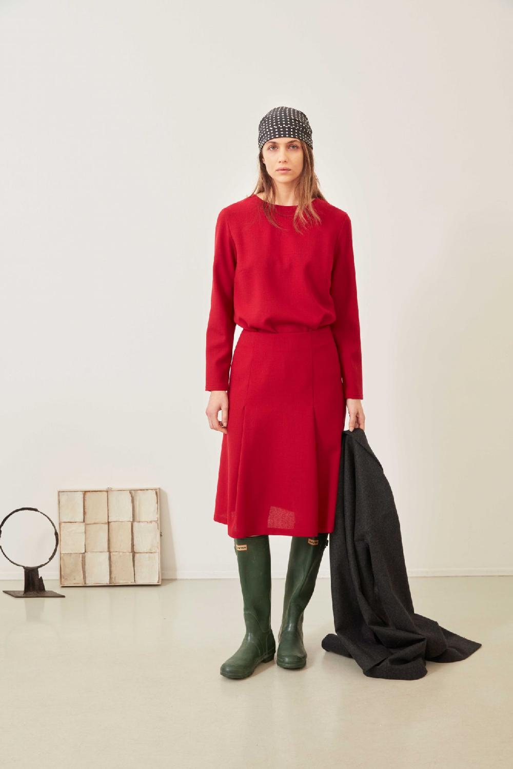 Laura Urbinati PLEATED SKIRT WOOL CREPE