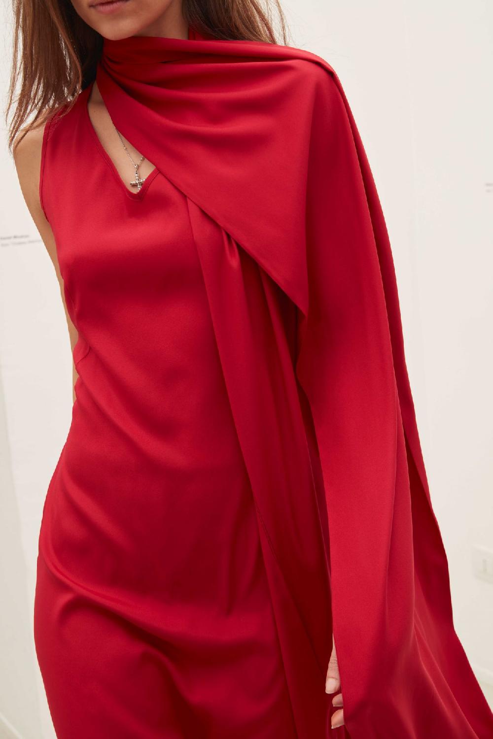 Laura Urbinati SCARF DRESS STRETCH SILK SATIN