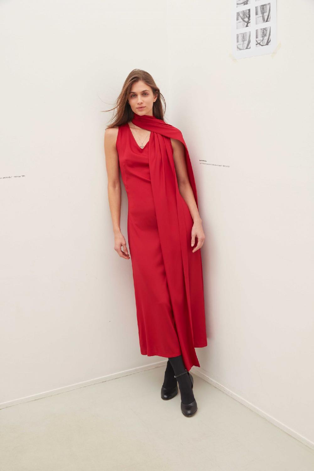 laura urbinati SCARF DRESS STRETCH SILK SATIN