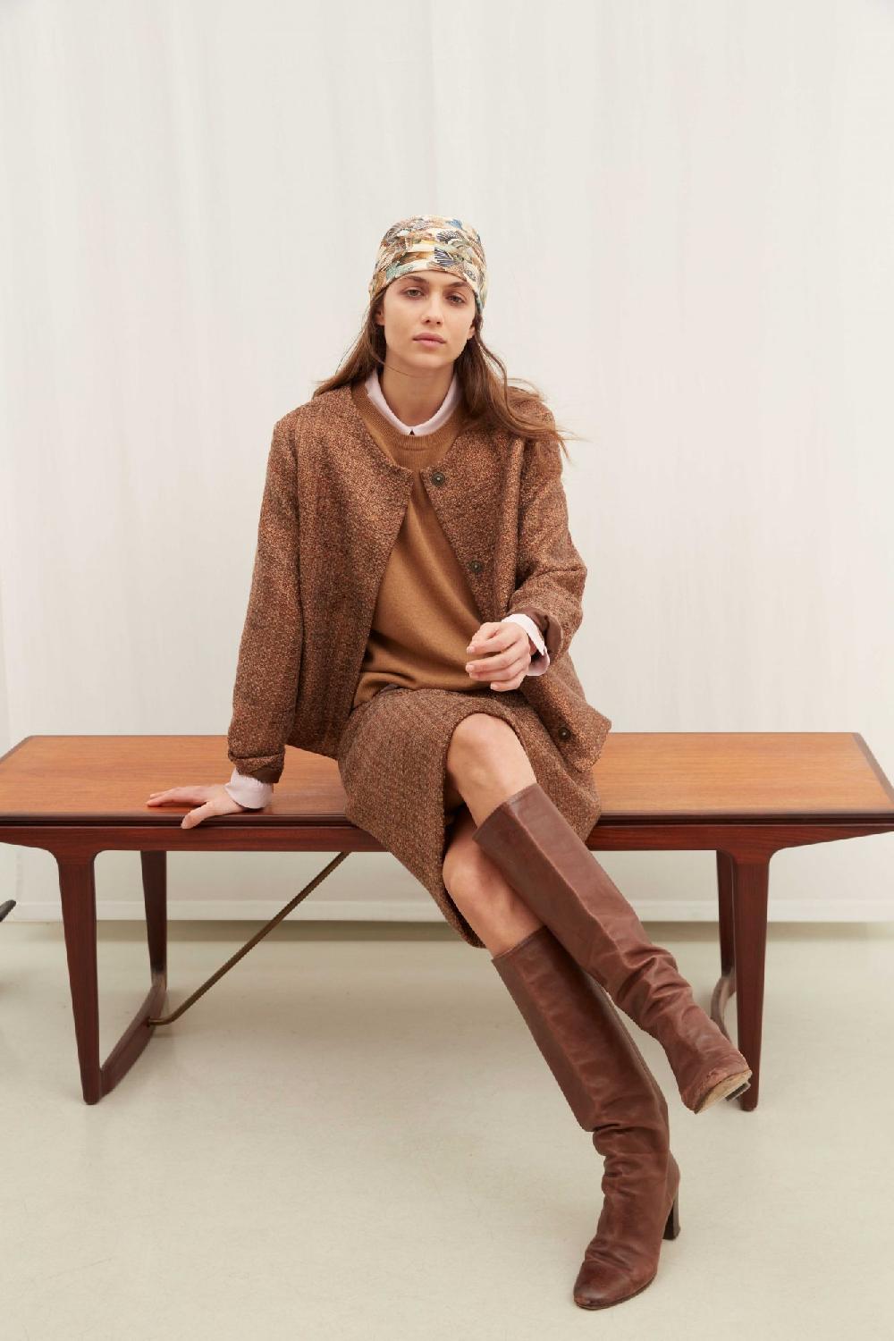 Laura Urbinati SKIRT CANVAS WOOL LUREX