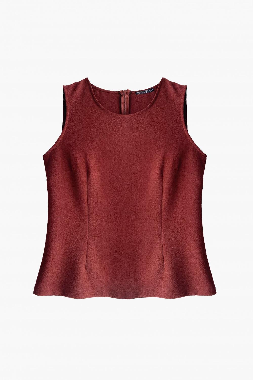Laura Urbinati SLEEVELESS CREW NECK TOP WOOL CREPE