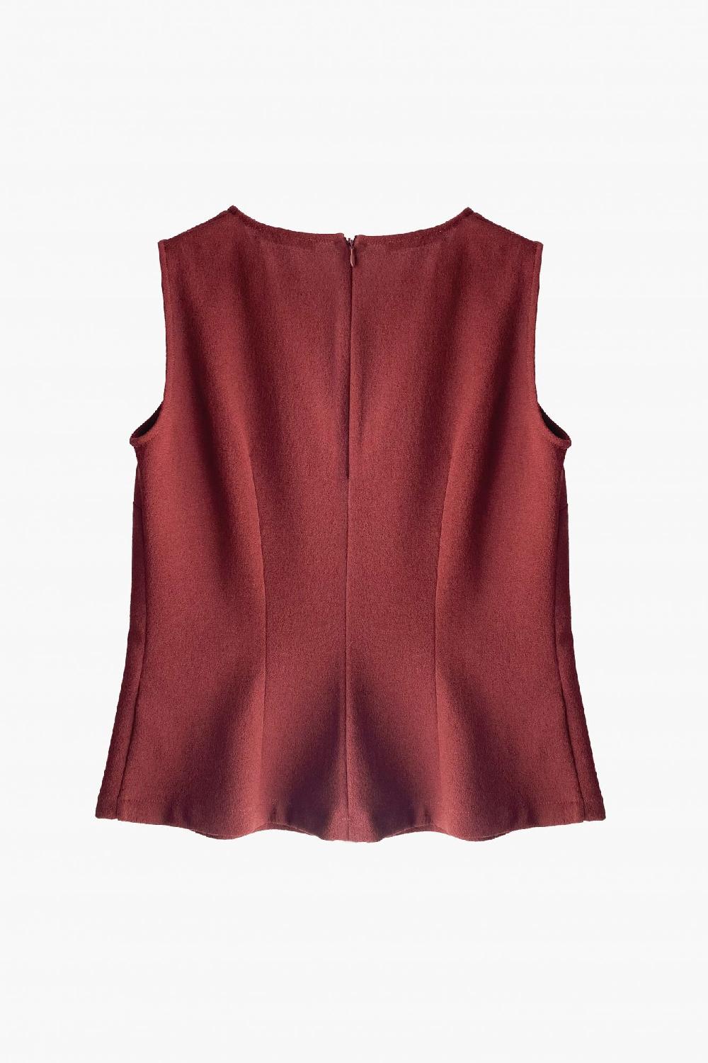 Laura Urbinati SLEEVELESS CREW NECK TOP WOOL CREPE