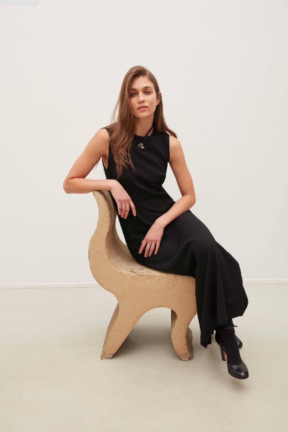 laura urbinati SLEEVELESS MAXI DRESS WOOL CREPE