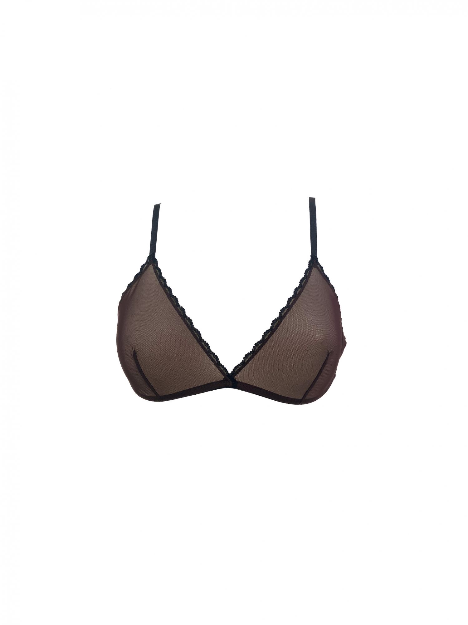laura urbinati TRIANGLE BRA BROWN STRETCH TOULLE