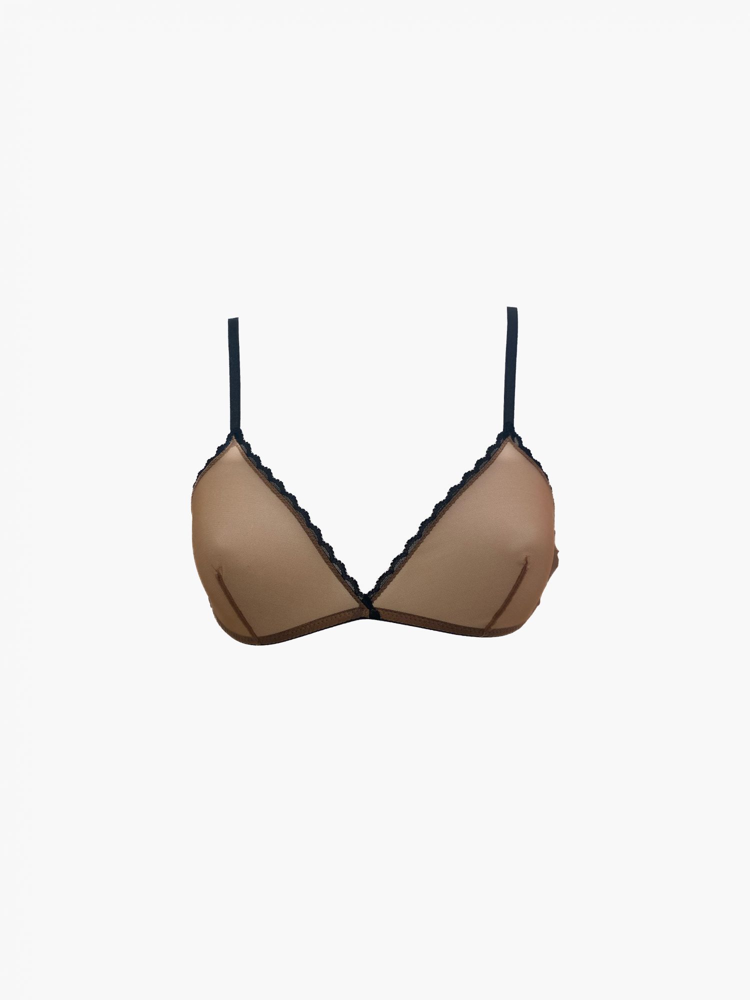 laura urbinati TRIANGLE BRA COGNAC STRETCH TOULLE