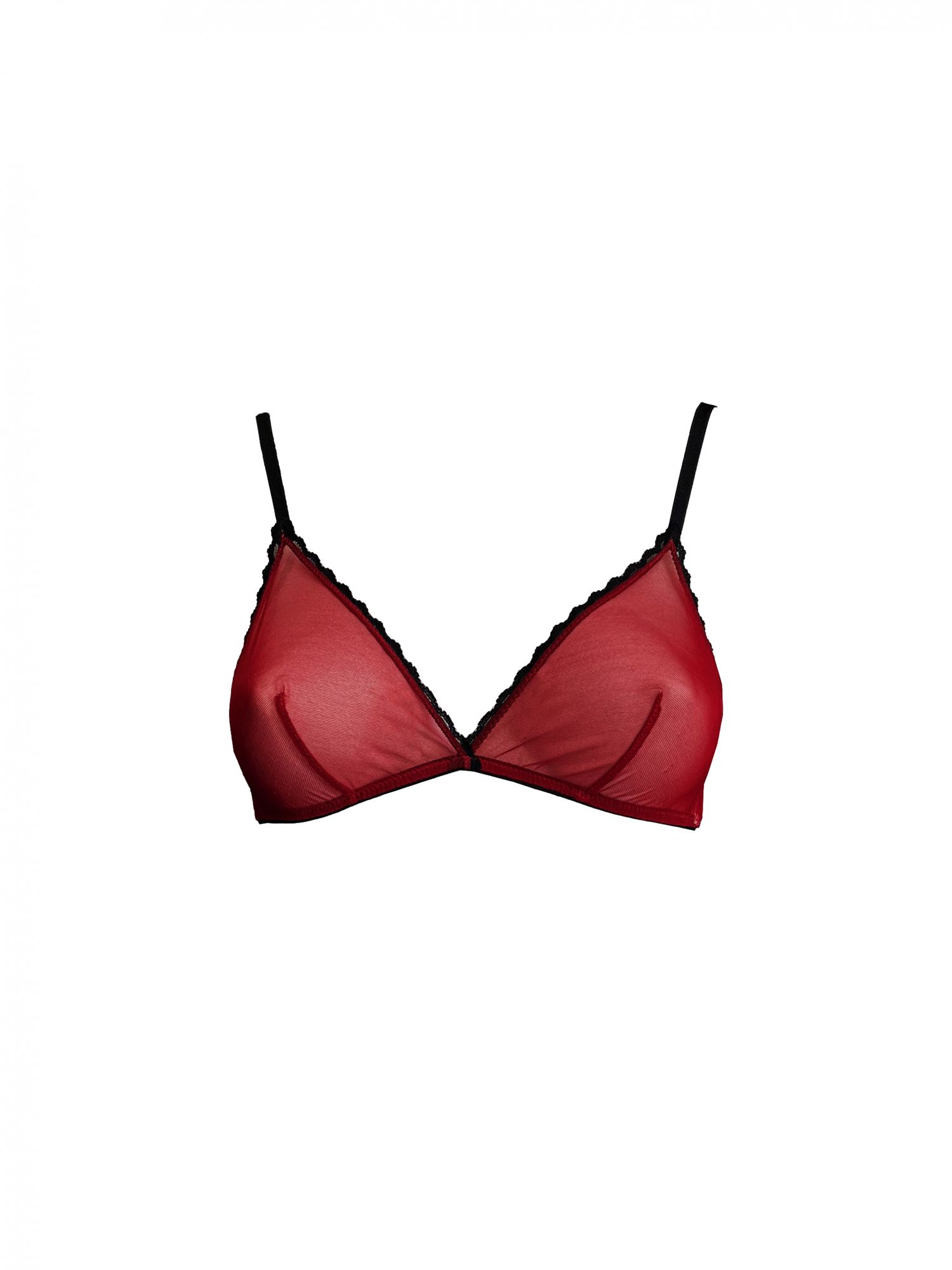 laura urbinati TRIANGLE BRA RED STRETCH TOULLE