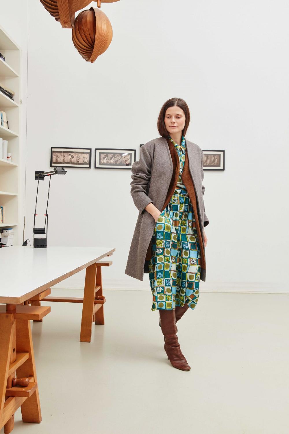 laura urbinati V NECK COAT WOOL PANNO DOUBLE