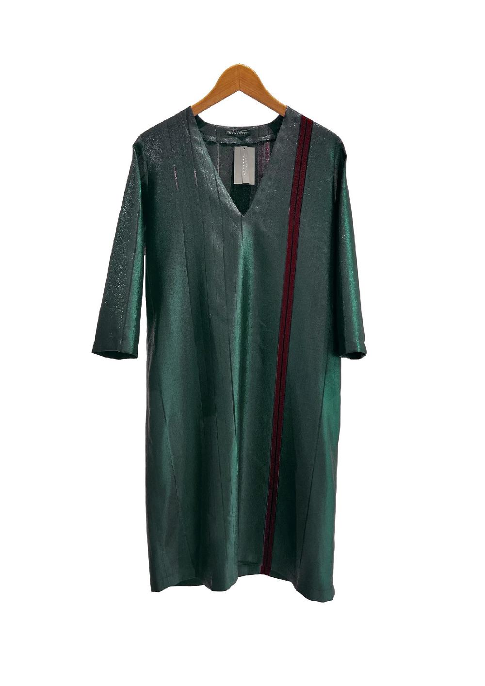 laura urbinati V NECK DRESS PIN STRIPES LUREX