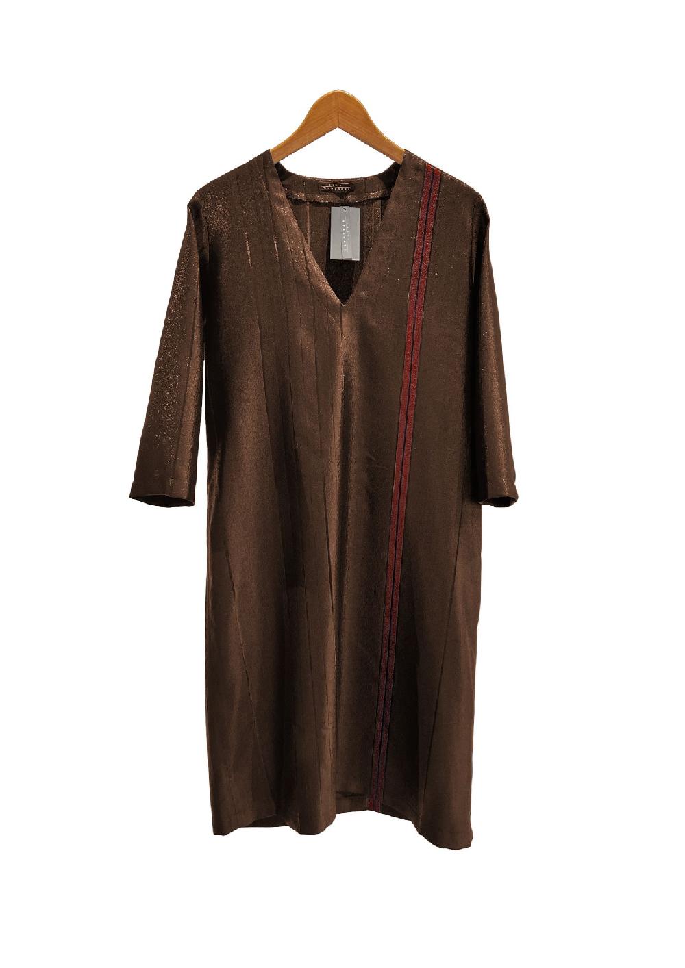 laura urbinati V NECK DRESS PIN STRIPES LUREX