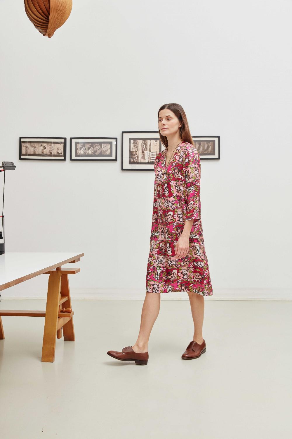 laura urbinati V NECK DRESS SILK TWILL