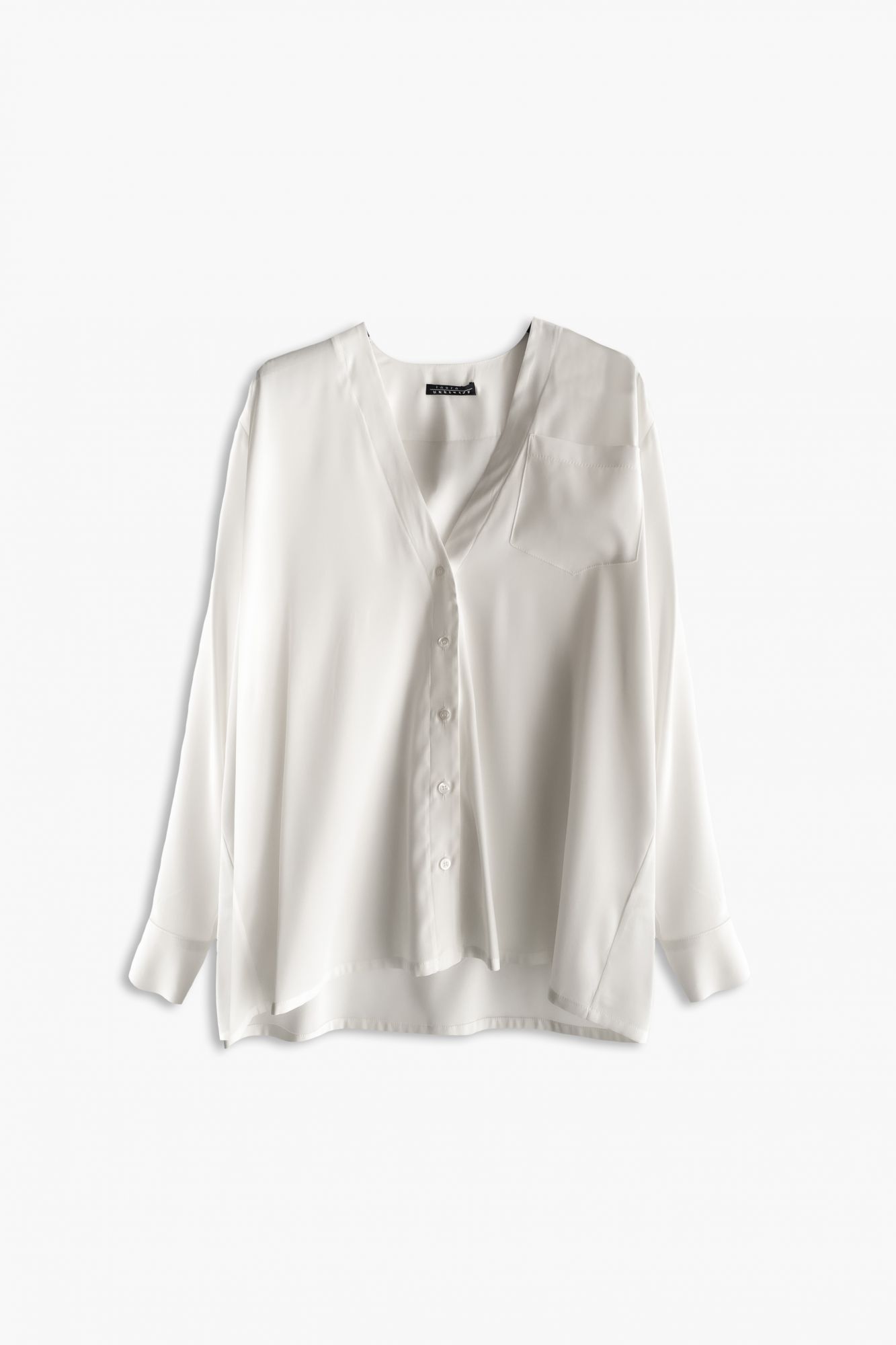 laura urbinati V-NECK SHIRT STRETCH SILK SATIN