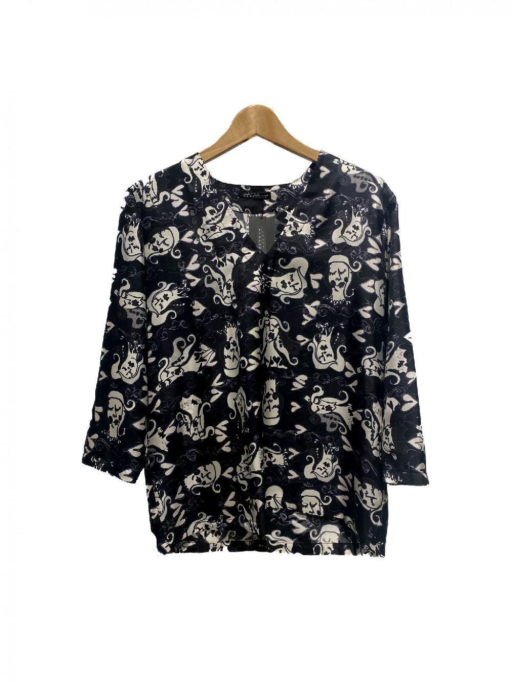 laura urbinati V NECK TOP 3/4 SL SILK TWILL