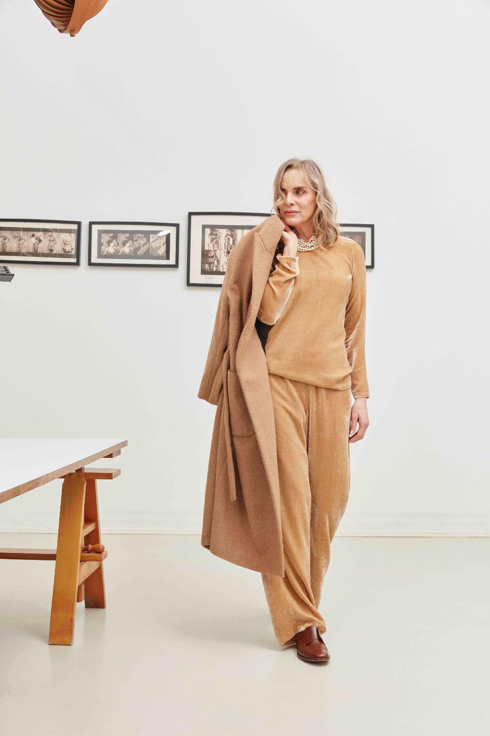 Laura Urbinati WIDE ELASTIC PANTS SILK VELVET