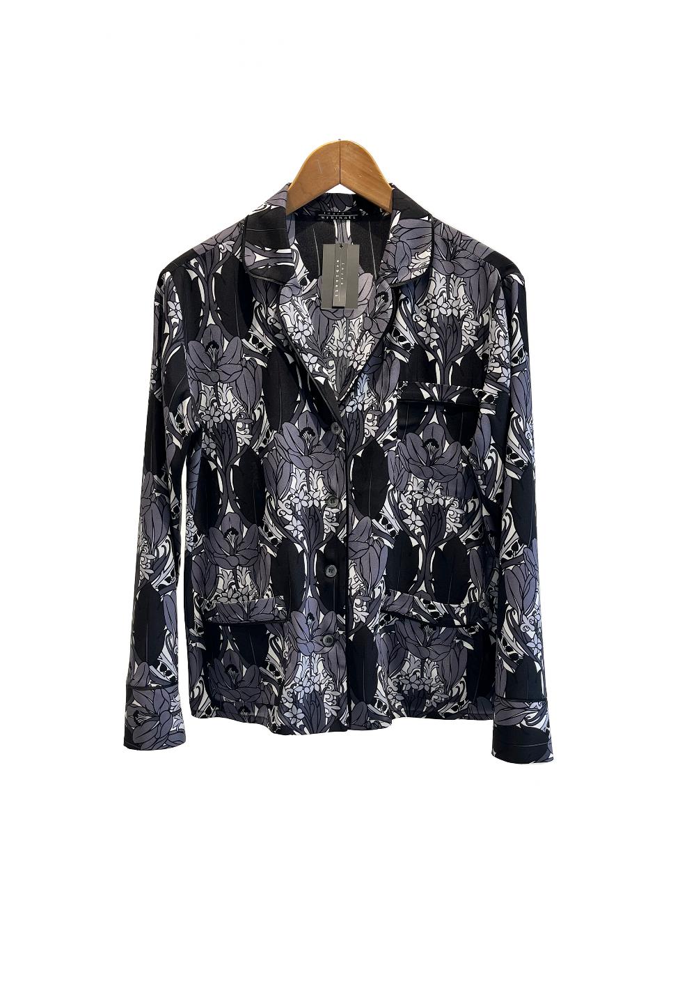 Laura Urbinati LONG SLEEVE PAJAMA SHIRT BOTANICO PRINT - STRETCH SILK SATIN
