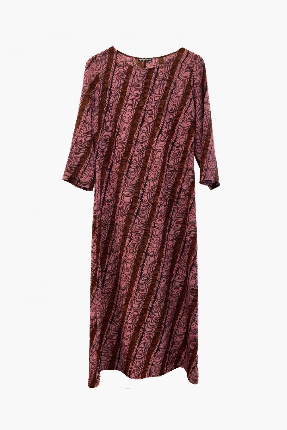 Laura Urbinati LONGUETTE DRESS STRETCH SILK GEORGETTE ONDE PRINT