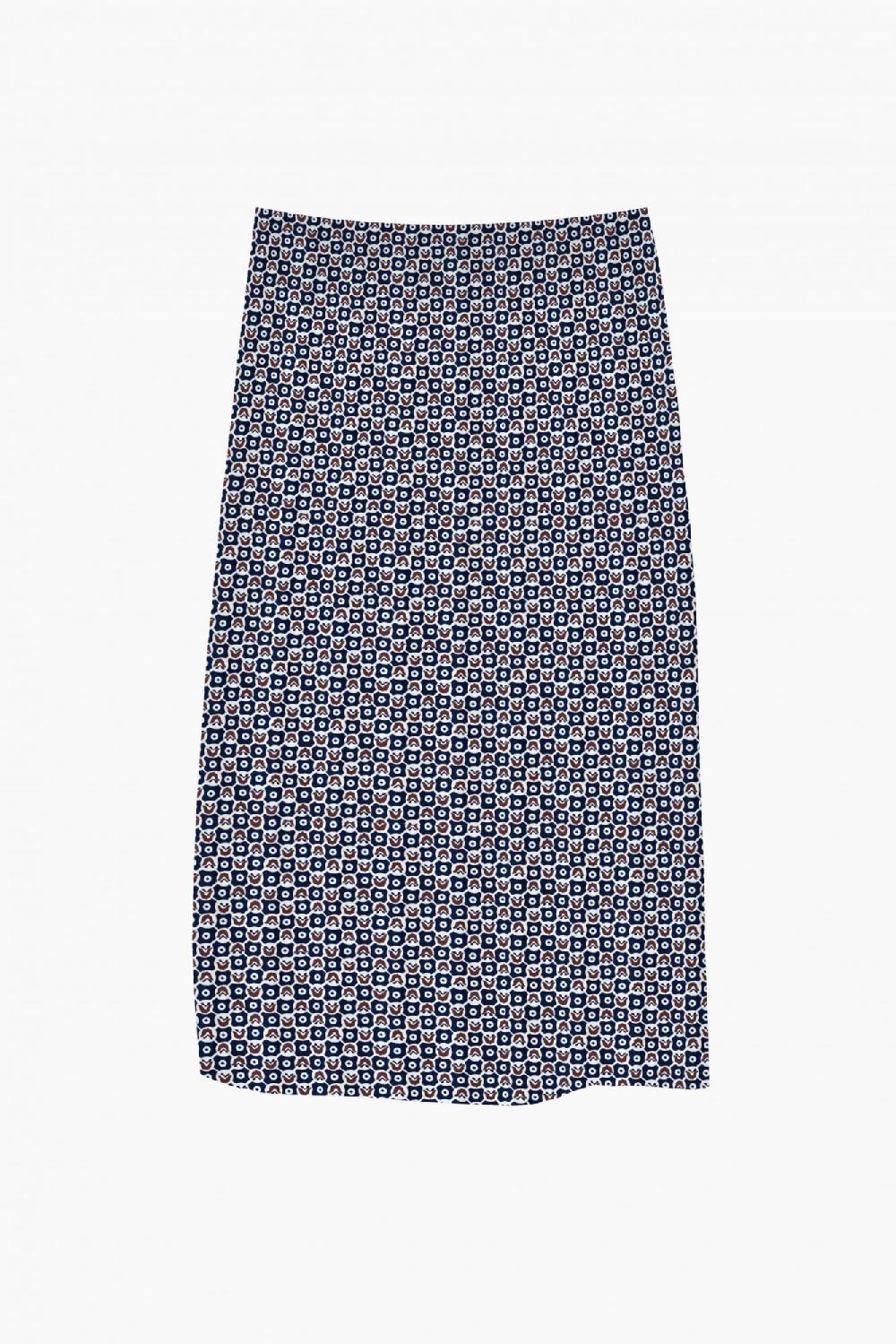 laura urbinati LONGUETTE SKIRT STRETCH SILK GEOMETRICO PRINT