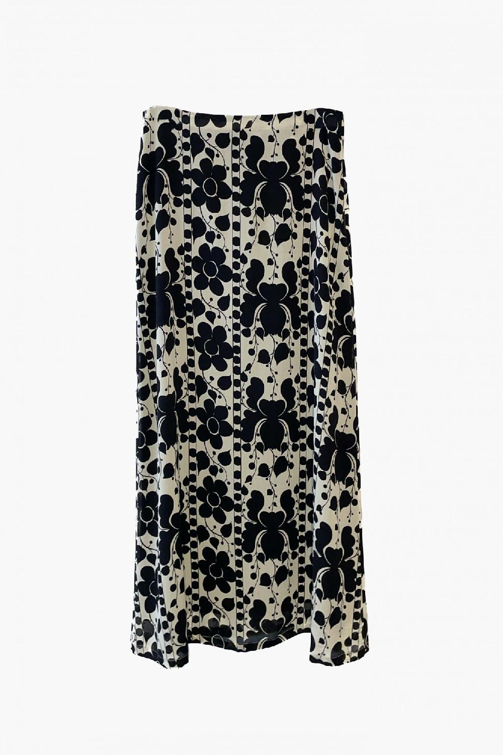 Laura Urbinati MAXI SKIRT STRETCH SILK GEORGETTE MATTONELLA PRINT