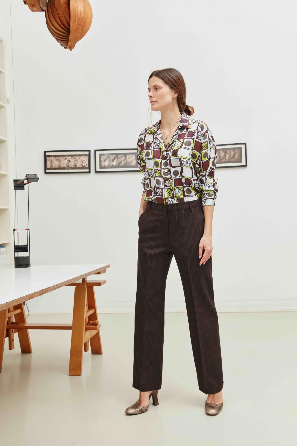 Laura Urbinati OVERSIZE OPEN COLLAR SHIRT FIORI MO PRINT - SILK TWILL