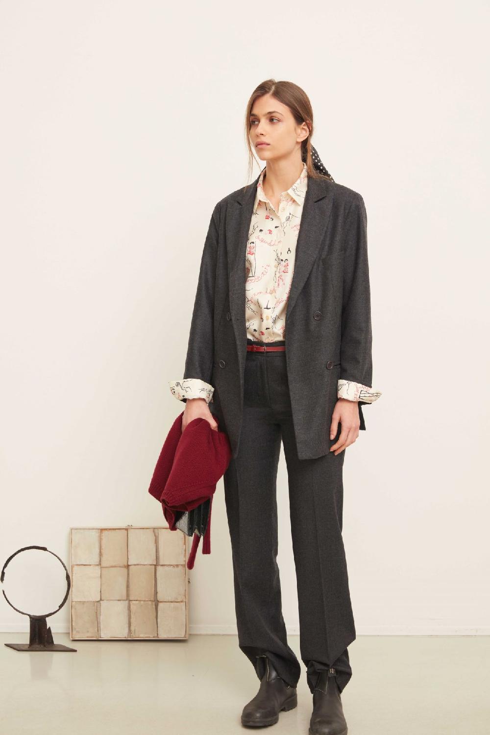 Laura Urbinati OVERSIZED DOUBLE BREASTED BLAZER STRETCH FLANNEL