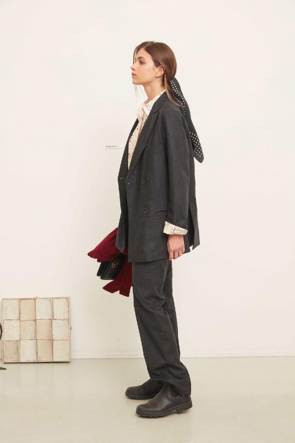 laura urbinati OVERSIZED DOUBLE BREASTED BLAZER STRETCH FLANNEL