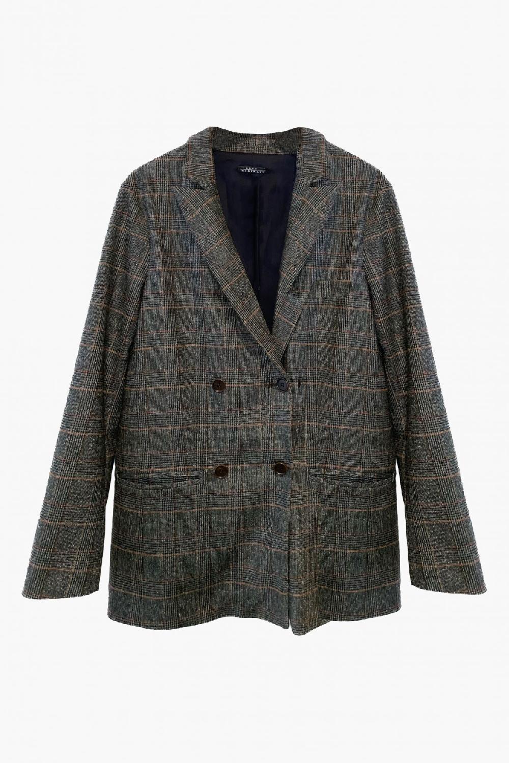 Laura Urbinati OVERSIZED DOUBLE BREASTED BLAZER STRETCH WOOL PRINCE OF WALES