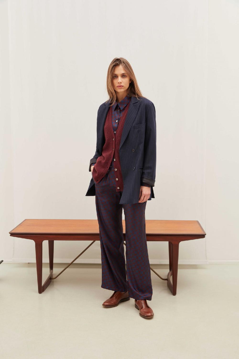 Laura Urbinati OVERSIZED DOUBLE BREASTED BLAZER WOOL PINSTRIPES