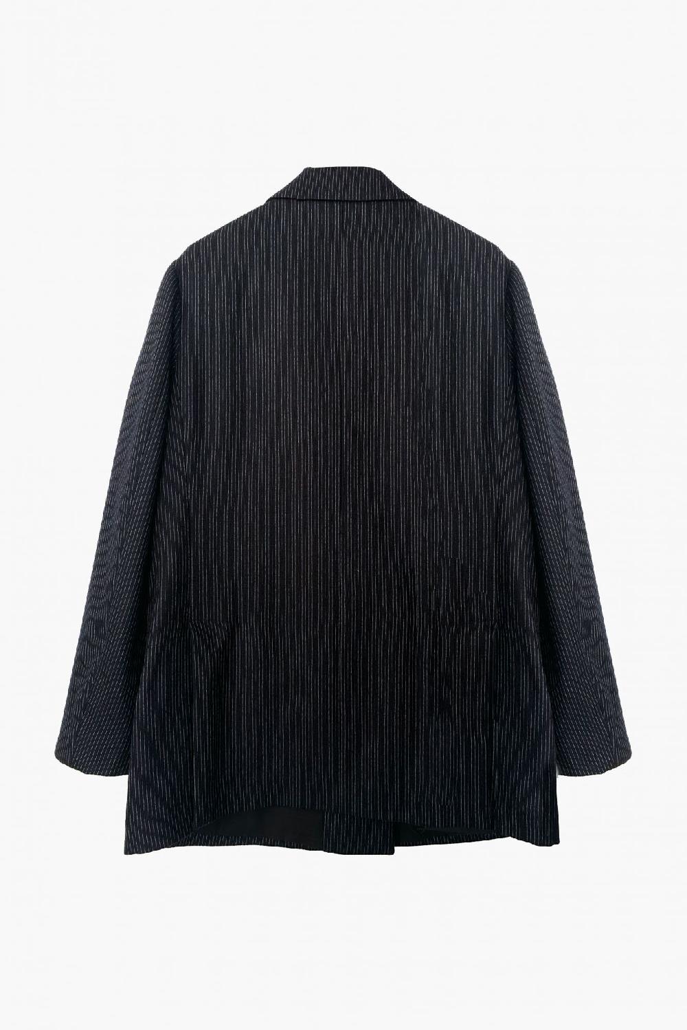 Laura Urbinati OVERSIZED DOUBLE BREASTED BLAZER WOOL PINSTRIPES