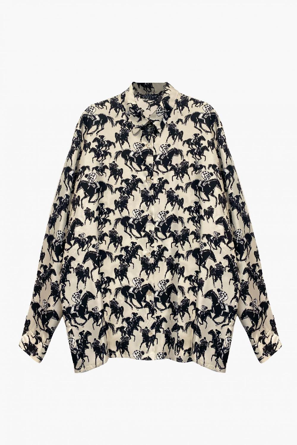 laura urbinati OVERSIZED SHIRT SILK TWILL CAVALLI PRINT