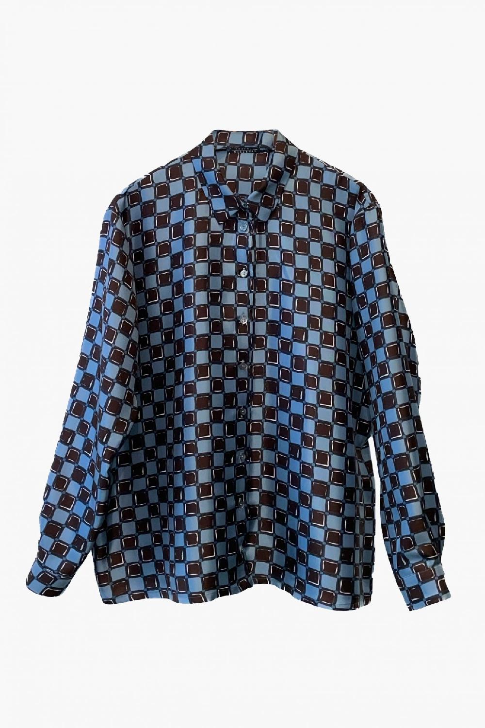 Laura Urbinati OVERSIZED SHIRT SILK TWILL DAMIER PRINT