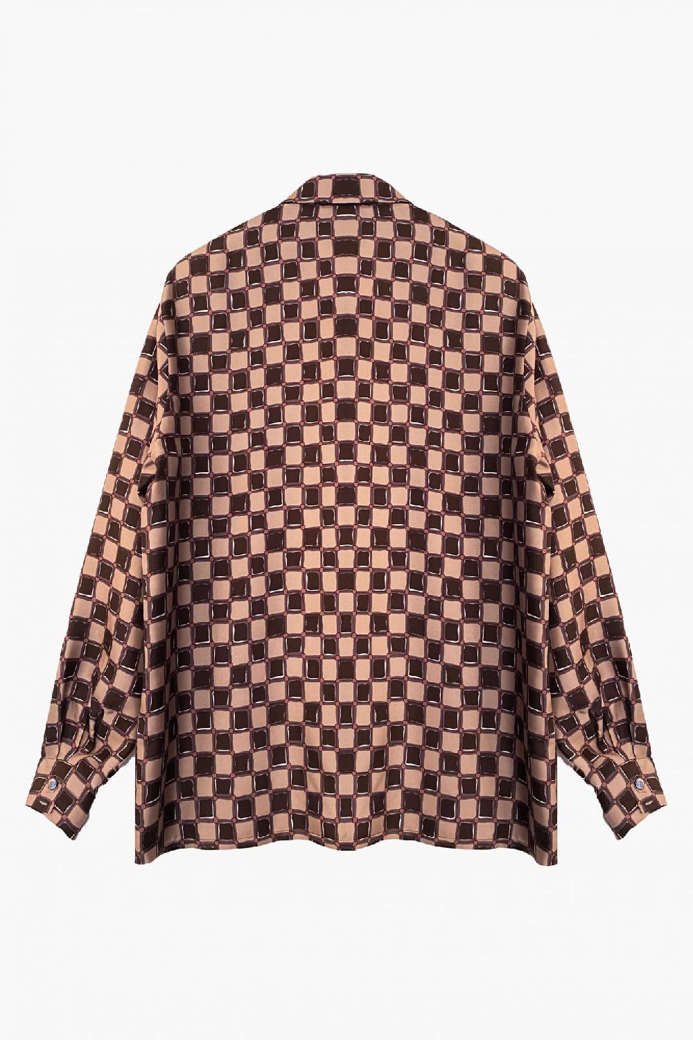 Laura Urbinati OVERSIZED SHIRT SILK TWILL DAMIER PRINT