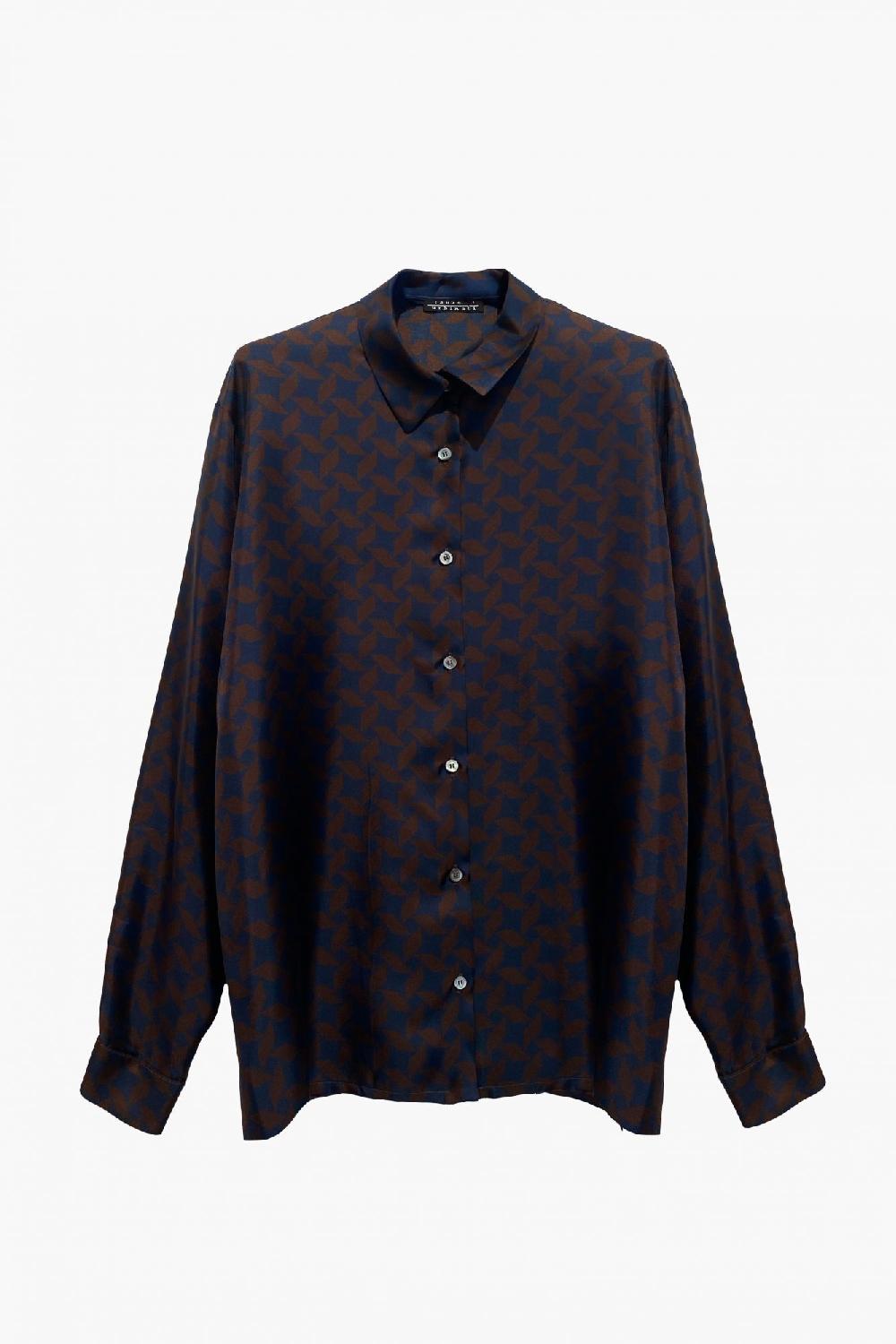 laura urbinati OVERSIZED SHIRT SILK TWILL TRAPEZIOIDALE PRINT