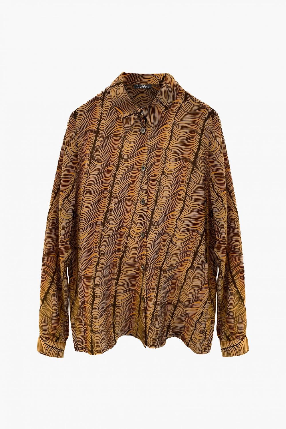 laura urbinati OVERSIZED SHIRT STRETCH SILK GEORGETTE ONDE PRINT