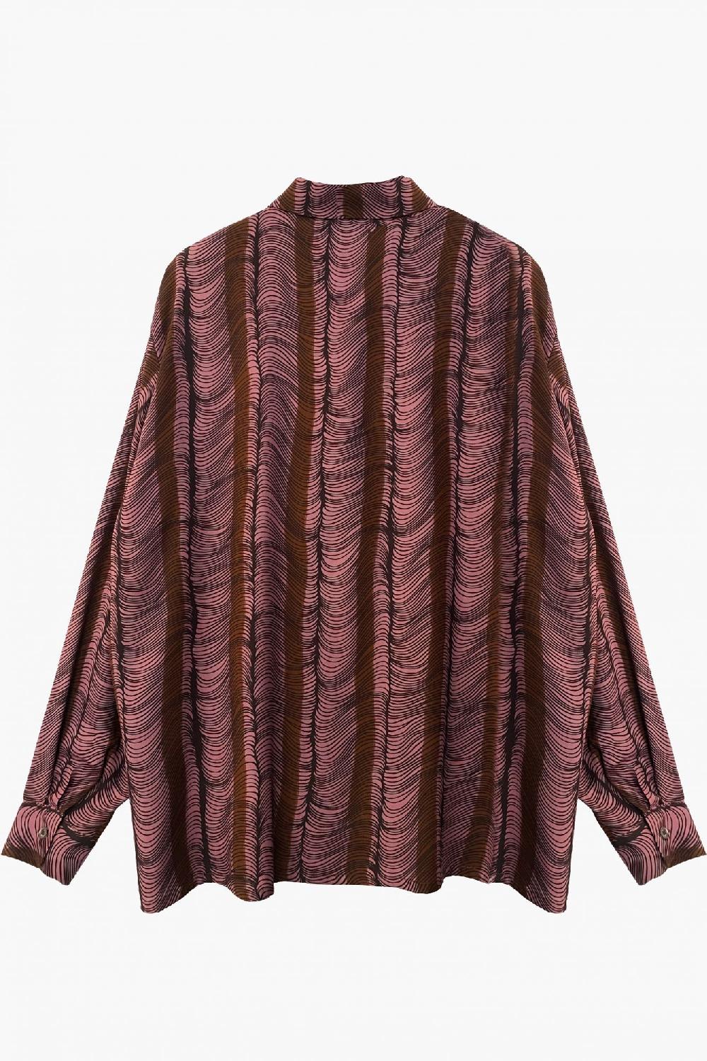 Laura Urbinati OVERSIZED SHIRT STRETCH SILK GEORGETTE ONDE PRINT
