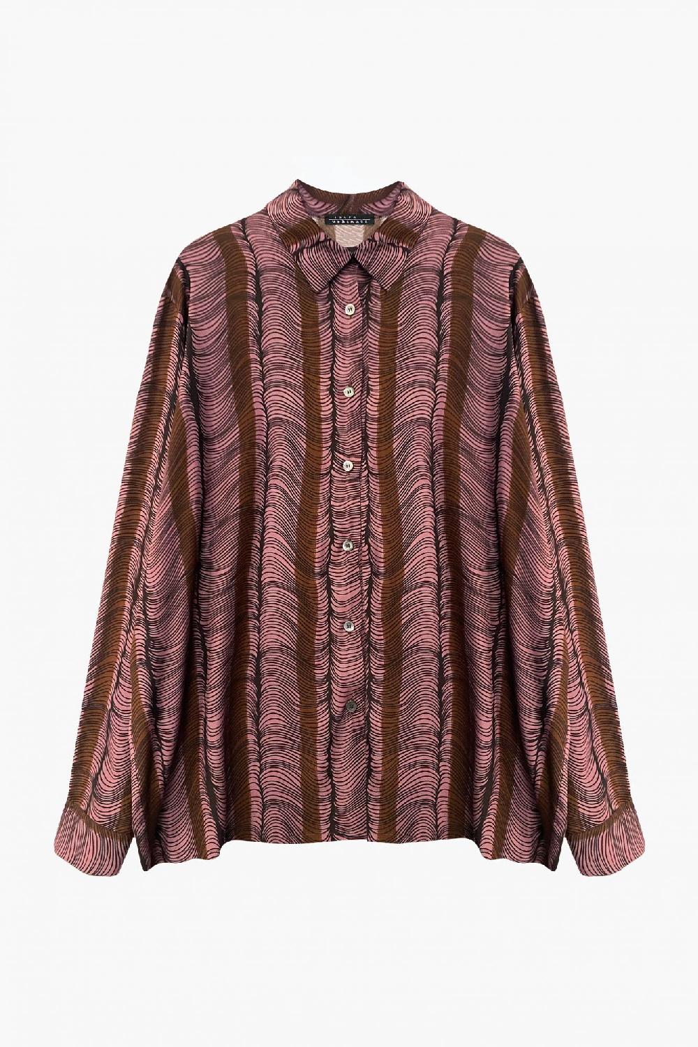 laura urbinati OVERSIZED SHIRT STRETCH SILK GEORGETTE ONDE PRINT