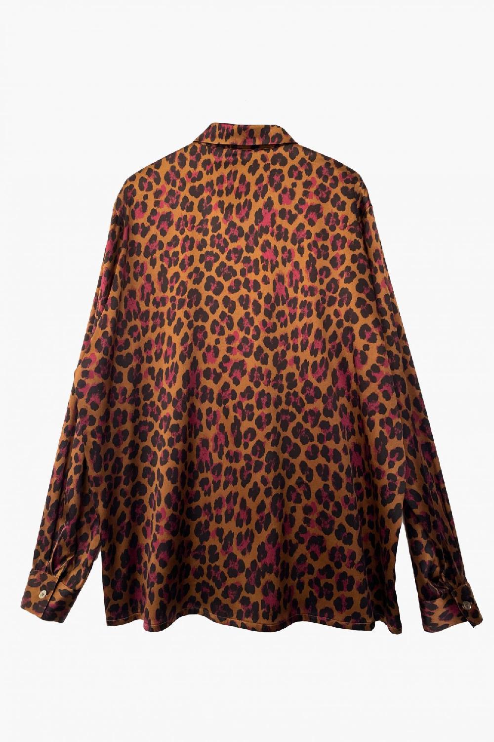 Laura Urbinati OVERSIZED SHIRT STRETCH SILK SATIN ANIMALIER PRINT