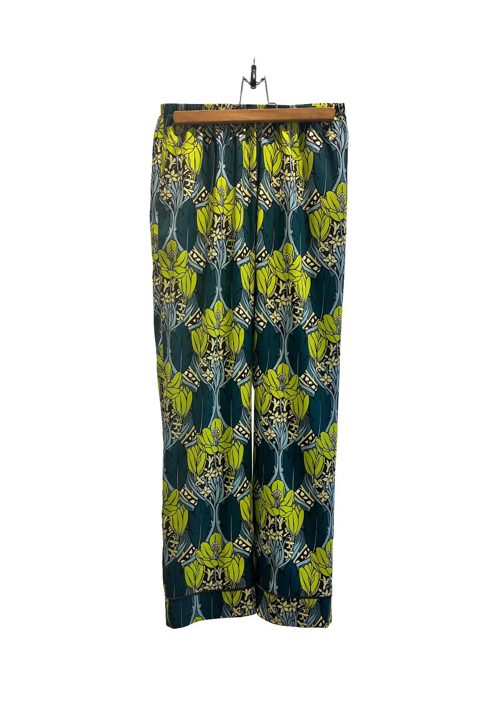 Laura Urbinati PAJAMA PANTS BOTANICO PRINT - STRETCH SATIN SILK