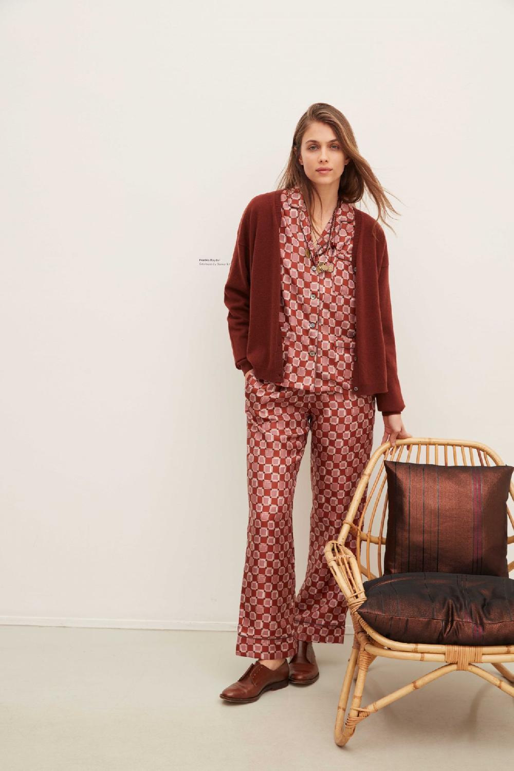 laura urbinati PAJAMA PANTS SILK TWILL DAMIER PRINT