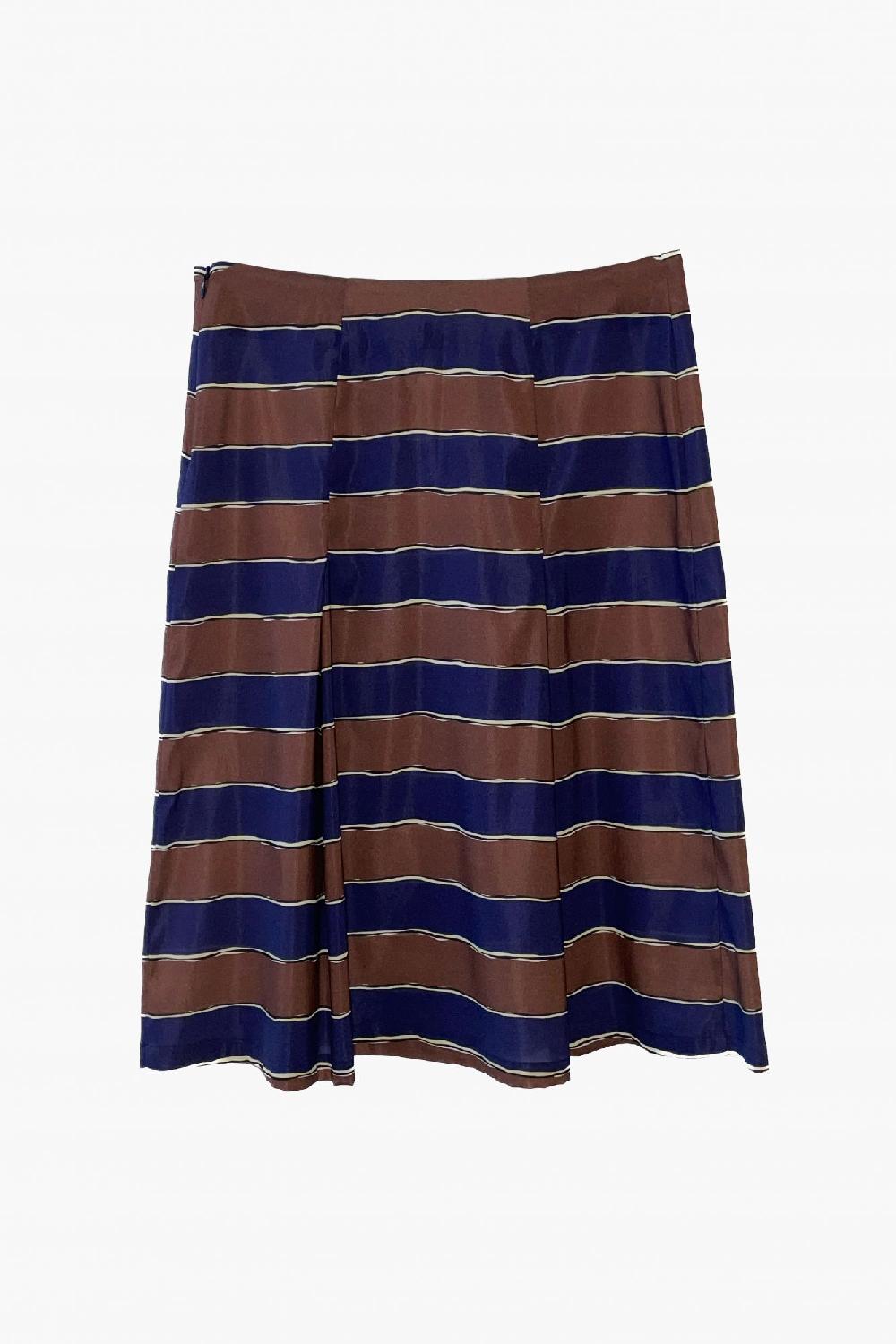 Laura Urbinati PLEATED SKIRT STRETCH SILK SATIN RIGHE PRINT