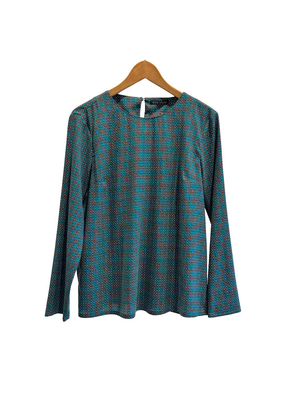 Laura Urbinati ROUND NECK W/ZIP STRETCH SATIN SILK GEOMETRICO PRINT