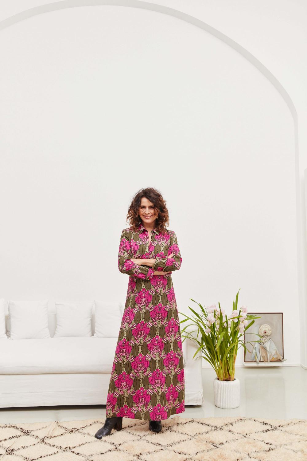 laura urbinati SHIRT STRETCH SATIN SILK BOTANICO PRINT