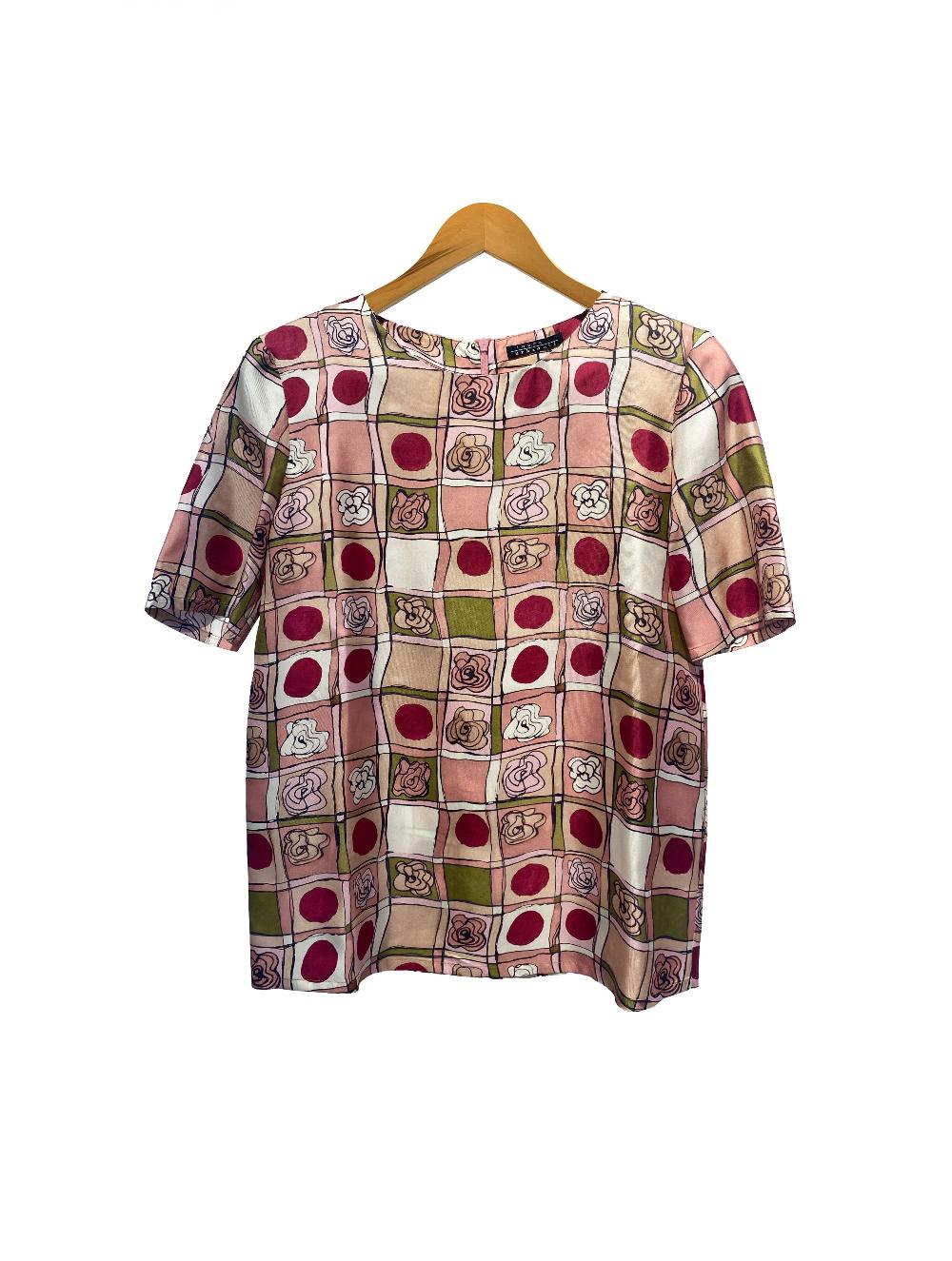 laura urbinati SHORT SLEEVES TOP SILK TWILL FIORI MO PRINT