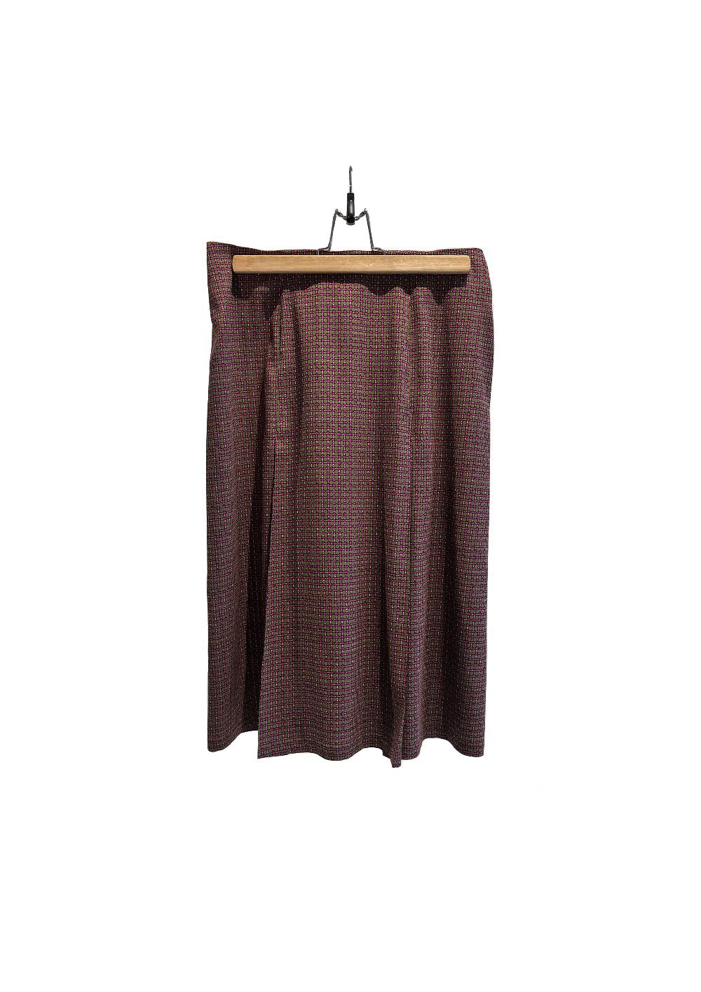 Laura Urbinati SKIRT WITH PLEATS GEOMETRICO PRINT - STRETCH SATIN SILK