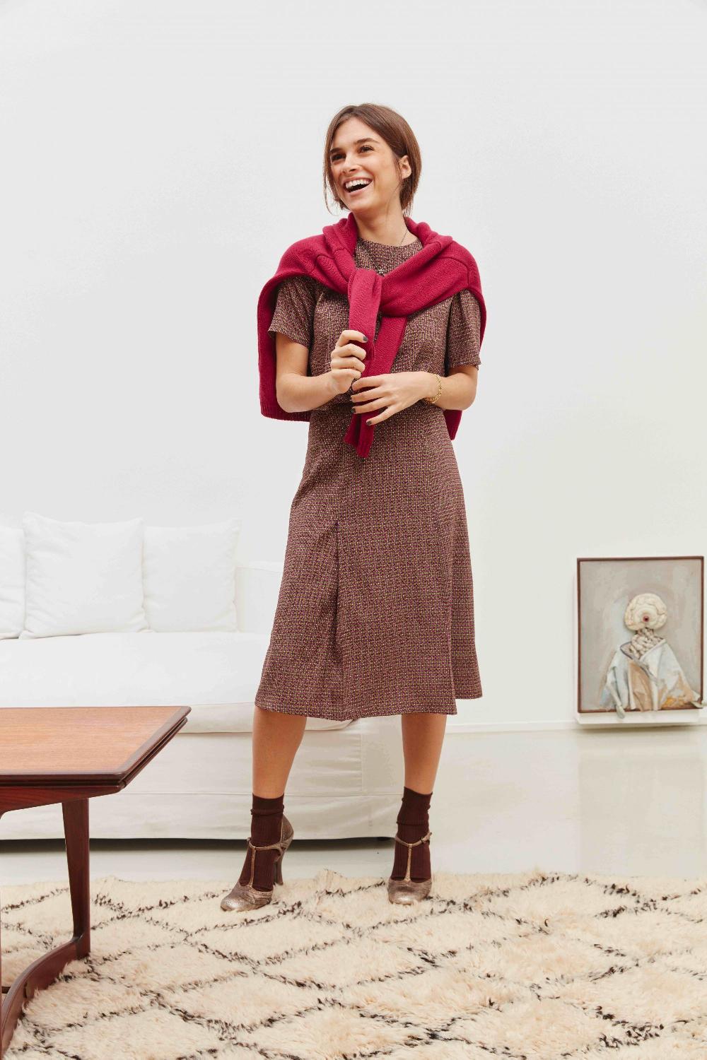 laura urbinati SKIRT WITH PLEATS GEOMETRICO PRINT - STRETCH SATIN SILK