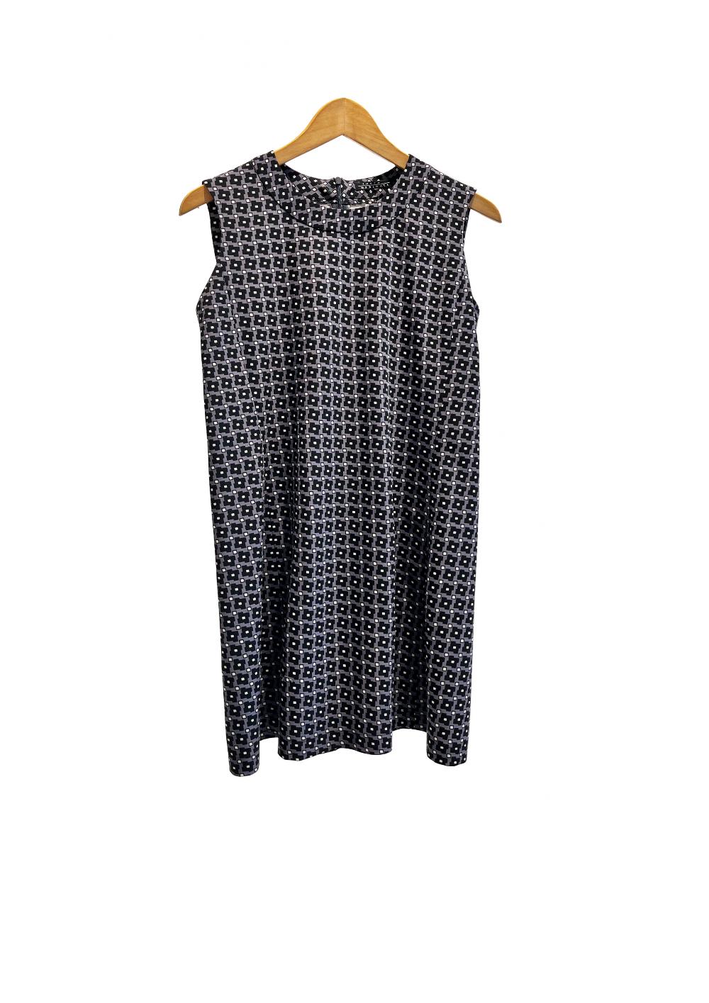 Laura Urbinati SLEEVELESS MINI DRESS STRETCH WOOL PIEDPOOL PRINT