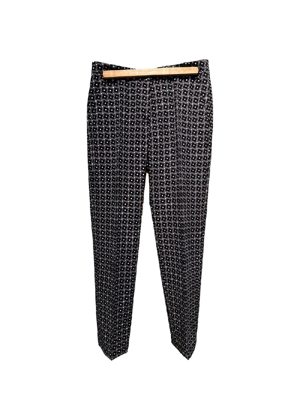 laura urbinati STRAIGHT PANTS PIEDPOULE PRINT STRETCH WOOL
