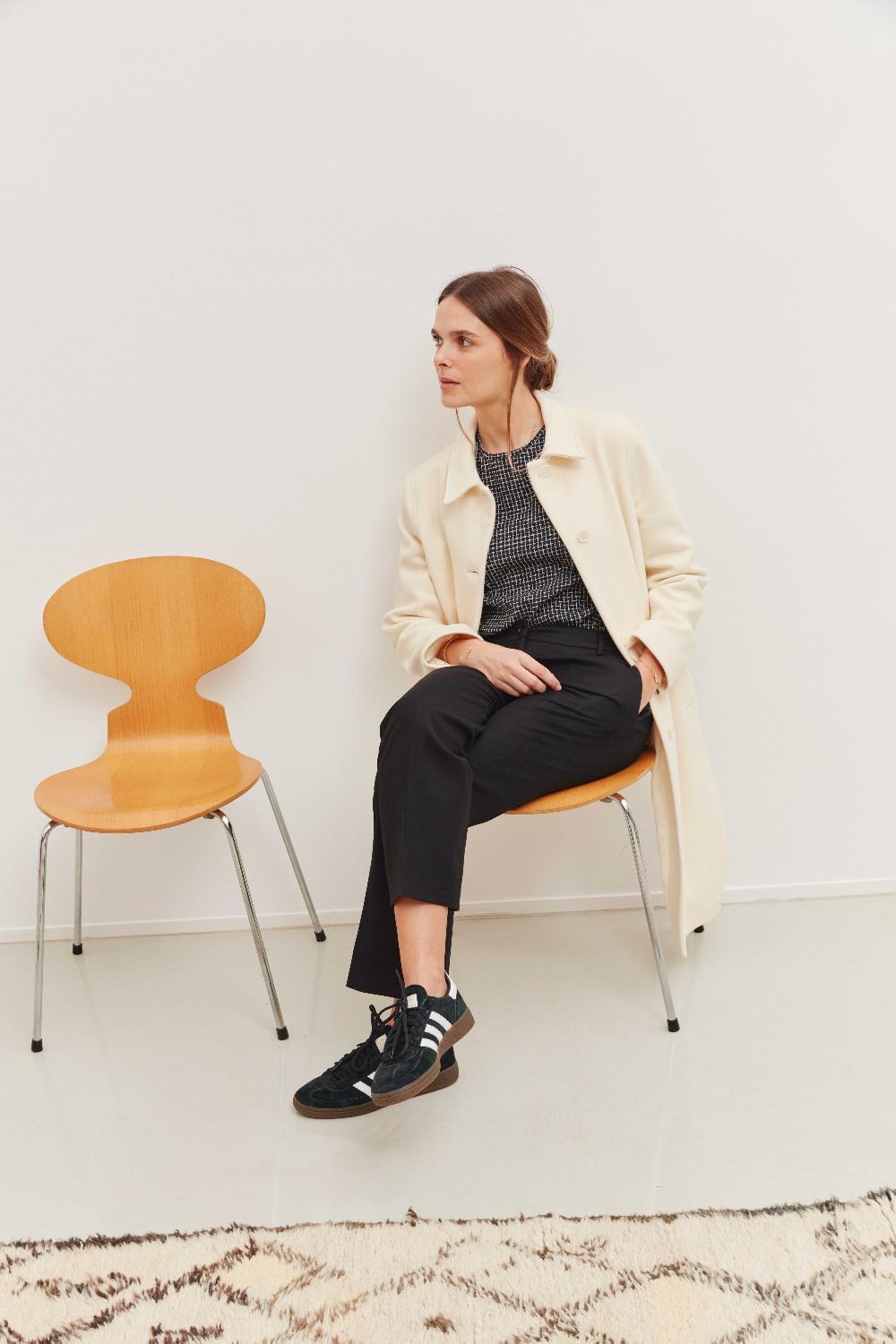 laura urbinati STRAIGHT PANTS WOOL CASHMERE STRETCH FLANNEL